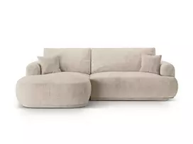 Modulinė kampinė sofa - kairė lova su patalynės dėže, Ella, 5 sėdimos vietos, 271x174x94, smėlio spalvos