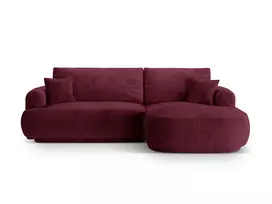 Modulinė kampinė sofa - dešinė lova su patalynės dėže, Ella, 5 sėdimos vietos, 271x174x94, bordo spalvos
