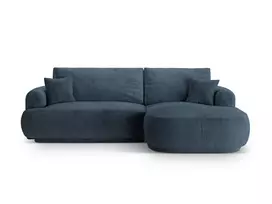 Modulinė kampinė sofa - dešinė lova su patalynės dėže, Ella, 5 sėdimos vietos, 271x174x94, tamsiai mėlyna