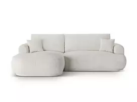 Modulinė kampinė sofa - kairė lova su patalynės dėže, Ella, 5 sėdimos vietos, 271x174x94, šviesiai smėlio spalvos