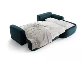 Velvet modulinė kampinė sofa - dešinė lova su patalynės dėže, Ella, 5 sėdimos vietos, 271x174x94, tamsiai petrolinė