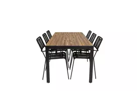Bois Dining table 200*100cm  - Black Legs / Acacia +Lindos Armchair - Black Alu