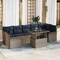 Sodo Sofų Rinkinys su pagalve 8 pcs Pilka Poli ratanas