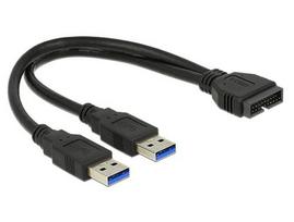 Delock USB 3.2 Gen 1 Adapter, USB Type-A Male to 2x USB-A Female (black)