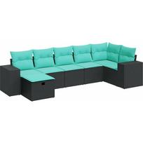 vidaXL 7 dalių lauko poilsio baldų komplektas su pagalvėlėmis, Black | 3325703 VidaXL | 8721158731395