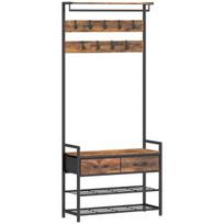 Drabužių kabykla su suoliuku pramoninio stiliaus 80x181.5 cm ruda