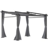 Pergola 2,97x2,95 m, su stogu, vandeniui atspari, poliesteris, tamsiai pilka