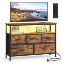 Komoda 1 Lentyna 5 Stalčiai 40x100x80 cm Ruda Juoda Saugykla