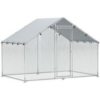 Vištų namelis su išlindimu 3x1,7x1,9 m, cinkuotas, anti-UV, sidabrinis