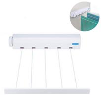 Cloth dryer rack and accessories,Spring Retractable Clothesline - Four/Five Thread Drying Rack with Hooks, Punch-Free Installation,style:Five lines;