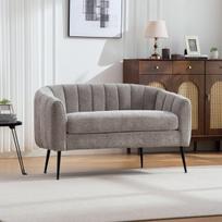 Mini sofa, chenilės audinys, metalinės kojos, 2 vietų, pilka
