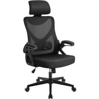 Ergonomiška biuro kėdė su galvos atrama ir pakeliamais porankiais – juoda