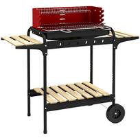 Kepsninė BBQ su ratukais, reguliuojama aukštis, medinė lentyna, 103x47x95 cm