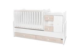 Transformuojama vaikiška lovytė Lorelli MiniMAX New, 60x120/72x190 cm, baltos/šviesaus ąžuolo spalvos