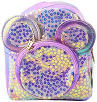 Violetinė vaikiška kuprinė su blizgučiais, pelės ausytėmis 22cm 3L