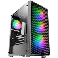Korpusas Mars Gaming MC-F Black, ATX Gaming Semitower, Full Tempered Glass Window, Metal-Mesh Front, 4x 120mm ARGB Fans