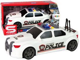 Baltas sportinis policijos automobilis