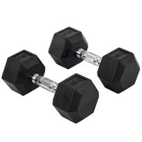 Šešiakampiai hanteliai guminiai 10kg 2 vnt