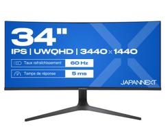 JAPANNEXT JN-IPS340UWQHD60C-C65W-HS computer monitor 86.4 cm (34") 3440 x 1440 pixels UltraWide Quad HD LCD Black, Silver | 560172  | 4589511188927