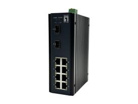 LevelOne 10-Port L2 Plus Managed Gigabit Industrial Switch, 8x 1GbE RJ45, 2x 1/2.5GbE SFP, DIN-Rail, -40°C to 75°C | 492312  | 4015867238585