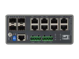 LevelOne TURING 12-Port L3 Lite Managed Gigabit Industrial Switch, 4 x SFP, DIN-Rail, -40°C to 75°C | 55052307  | 4015867202661