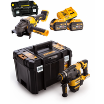 DCG414X2 DeWALT FLEXVOLT 54V kampinis šlifuoklis + DCH333NT 54V perforatorius