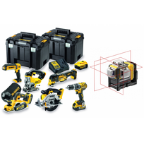 DCK665P3T DeWALT įrankių rinkinys + DCE089D1R kryžminių linijų lazeris