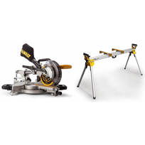 DCS365M2 DeWALT 18V akumuliatorinės skersinio pjovimo staklės + DE7023 stalas
