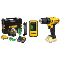 DCE089D1G DeWALT kryžminių linijų lazeris + DCD710N DeWALT gręžtuvas - suktuvas