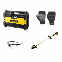 DCM561PB DeWALT 18V trimeris + DWST1-75659 TOUGHSYSTEM radijas + pirštinės + apsauginiai akiniai