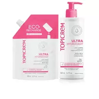 Topicrem Set: Ultra Hydrating Body Milk, Refillable, 500 ml + Ultra Hydrating Body Milk, Refill, 500 ml
