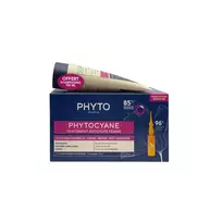 Phyto Set: Set, Cyane, Leave-In Scalp Treatment Serum, Anti-Hair Loss, 12 pcs, 5 ml vials + Cyane, Hair Shampoo, Anti-Hair Loss, 100 ml