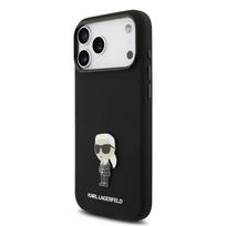 Karl Lagerfeld Liquid Silicone Metal Ikonik dėklas skirtas Apple iPhone 17 Pro Max juodos spalvos