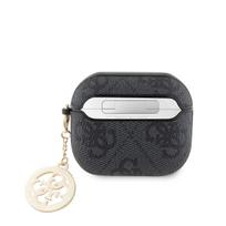 Guess 4G Script PC/PU Charm dėklas skirtas AirPods 3 juodos spalvos