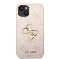 Guess PU 4G Metal Logo dėklas skirtas Apple iPhone 14 rožinės spalvos