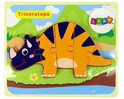 Medinė dėlionė Lean Toys Triceratops 10343, 18 cm x 16 cm, oranžinė sp.