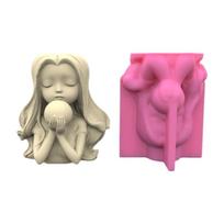 Magic-Maid Silicone Flower  Mold Concrete tick Silicone Candle Holder Mold Succulent Planter Cement Clay Mold beige