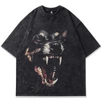 Vasaros vyriški skalbti marškinėliai Dobermano šuo grafika Punk Goth marškinėlis Streetwear Harajuku Vintage Laisvalaikio medvilniniai viršutiniai drabužiai S