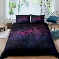 Bohemian Dragonfly Duvet Cover Set King Size Mandala Paisley Bedding Set Purple Tie Dye Iridescent Hippie Polyester Quilt Cover EU single(135x200cm)