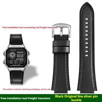 For Casio small square AE1200/1300/1500 SGW-300/400 W-218 men's original genuine leather watch strap accessories 18mm