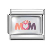 Personalized DIY Pink Italian Charm Heart Bow Lipstick Sunflower Bead Fit 9MM Bracelet Stainless Steel Mother's Day Jewelry Gift white