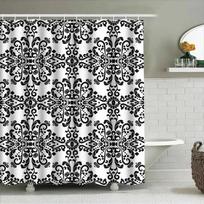 Vintage Damask Shower Curtain Black White Floral Design For Home Decor W60H190(CM)-1 Pcs