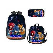 Sonic 3 dalių mokyklinė kuprinė, pietų krepšys, penalas, vaikų rinkinys 1