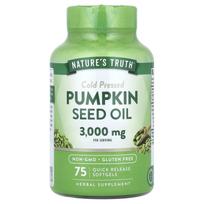 Nature's Truth, moliūgų sėklų aliejus, šalto spaudimo, 3000 mg, 75 greito atpalaidavimo minkštieji geliai, (1000 mg viename minkštame gelyje)