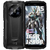 DOOGEE Fire3 Pro Atsparus Išmanusis Telefonas Android 15, 16GB+128GB/2TB, 8350mAh, 5.5  HD+ Ekranas, 16MP+8MP, Dvi SIM Kortelės 4G/NFC/IP68/OTG/VEIDO ID/GPS/Widevine L1 juoda