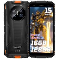 DOOGEE Fire3 Pro Atsparus Išmanusis Telefonas Android 15, 16GB+128GB/2TB, 8350mAh, 5.5  HD+ Ekranas, 16MP+8MP, Dvi SIM Kortelės 4G/NFC/IP68/OTG/VEIDO ID/GPS/Widevine L1 oranžinė