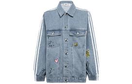Adidas Originals X FIORUCCI Džinsinės striukės Moteriškos Atverčiama apykakle Vidutinio tiesumo kirpimas FL4147 34 gray