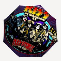 1 vnt. KISS grupės automatinis skėtis 8 šonkaulių nešiojamas sulankstomas juodo geležies rėmo lauko reikmenims, paplūdimiui, kelionėms, paplūdimio skėtis 135