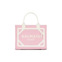 Balmain B-Army Reguliuojama peties rankena Metalinė kniedės sagtelė Drobės ir odinė pirkinių krepšys Moteriškas pirkinių krepšys Rožinis CN0FE900TCOYO32 Basic Set (Bag+Dust Bag)