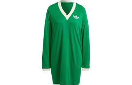 Adidas Originals Suknelės ilgomis rankovėmis Moteriškos Žalia V formos iškirptė Vidutinio ilgio IB2051 XS
